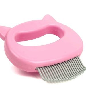 The Original Pet Hair Removal Massaging Shell Comb Soft Deshedding Brush Grooming and Shedding Matted Fur Remover Dematting tool for Long and Short Hair Cat Dog Puppy Bunny (Pink)