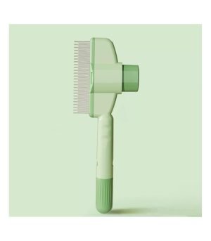 Pet Hair Removal Comb, Flea Brush with Release Button for Cat Dog, De-Shedding Cat/Dog Hair Comb, With Long & Short Stainless Steel Metal Teeth for Shedding(Green)