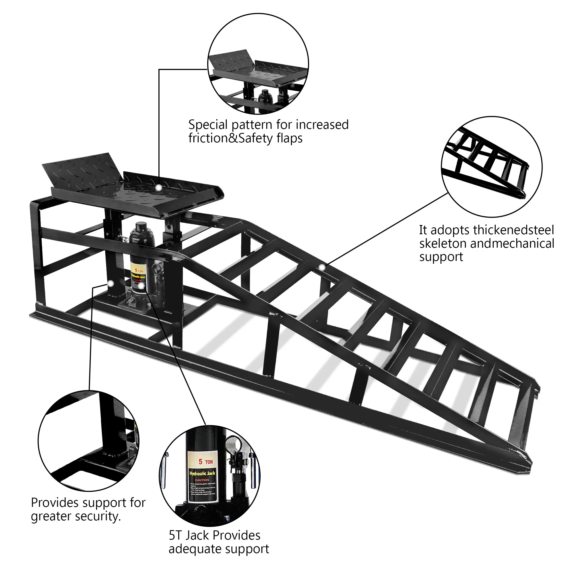Lafati 2-Pack Hydraulic Car Ramps: Heavy-Duty Vehicle Ramps with 5T / 10000lbs Jack Load Capacity. Portable Design for Effortless Oil Changes and Car Lifts - Image 39