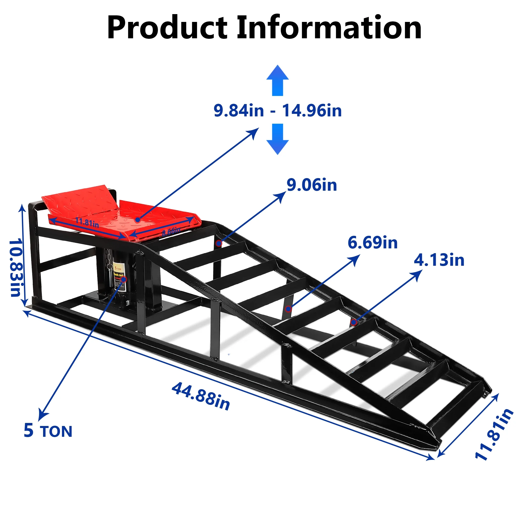 Lafati 2-Pack Hydraulic Car Ramps: Heavy-Duty Vehicle Ramps with 5T / 10000lbs Jack Load Capacity. Portable Design for Effortless Oil Changes and Car Lifts - Image 16