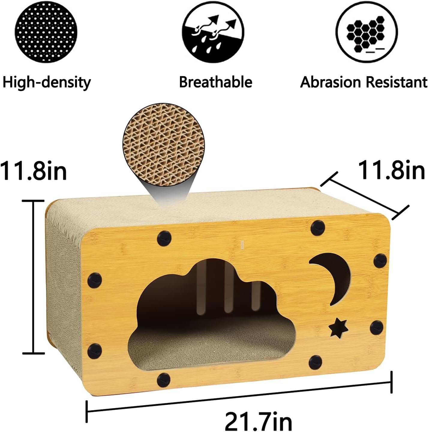 Cat Scratcher House,21.7x11.8x11.8Inches Cardboard Cat House,Large Cat Houses for Indoor Cats to Scratch,Rest and Play,Scratch-Resistant and Protect Couch,Easy to Assemble,Sturdy - Image 2