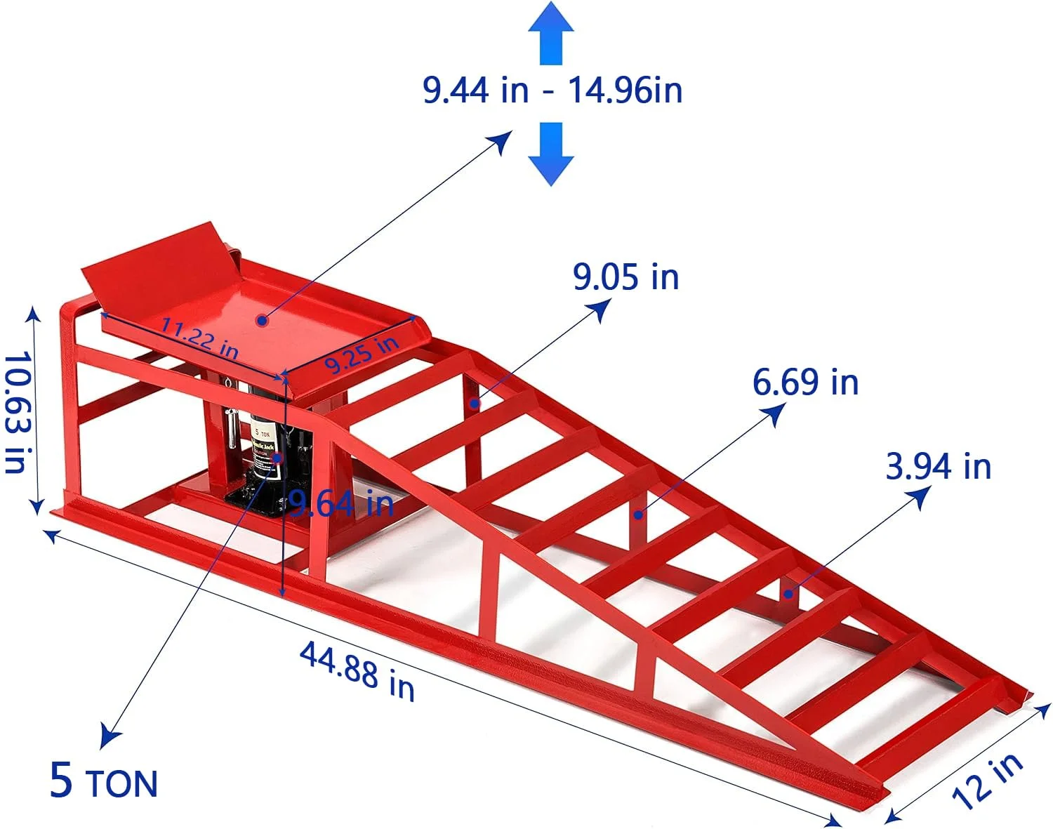 Lafati 2-Pack Hydraulic Car Ramps: Heavy-Duty Vehicle Ramps with 5T / 10000lbs Jack Load Capacity. Portable Design for Effortless Oil Changes and Car Lifts - Image 11