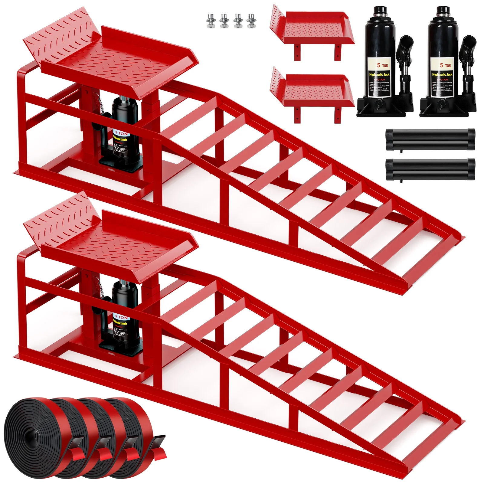 Lafati 2-Pack Hydraulic Car Ramps: Heavy-Duty Vehicle Ramps with 5T / 10000lbs Jack Load Capacity. Portable Design for Effortless Oil Changes and Car Lifts - Image 2