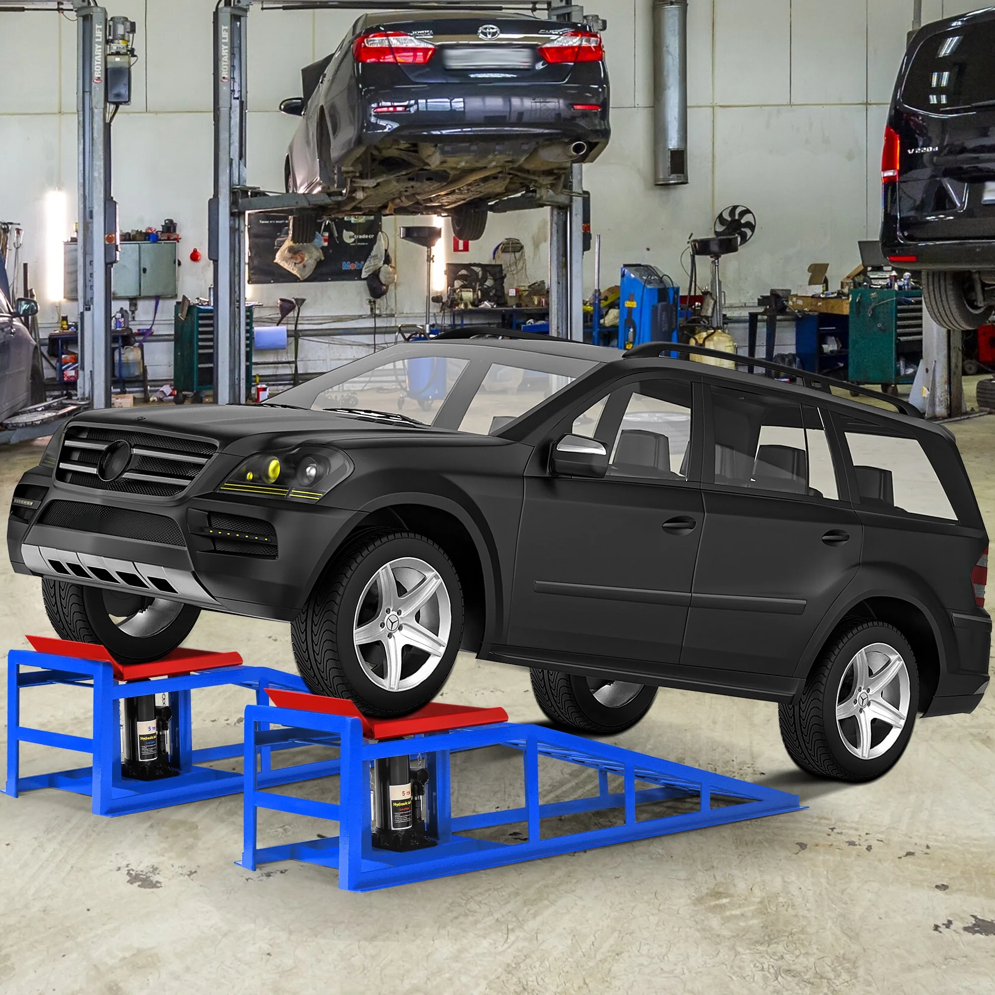 Lafati 2-Pack Hydraulic Car Ramps: Heavy-Duty Vehicle Ramps with 5T / 10000lbs Jack Load Capacity. Portable Design for Effortless Oil Changes and Car Lifts - Image 30