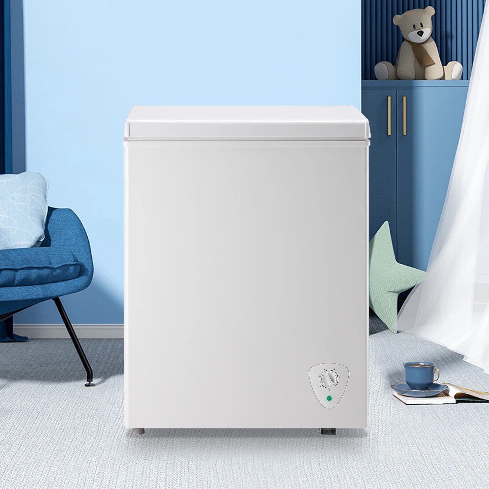 3.6 Cu.ft Chest Mini Freezer with Wheels Deep Freezer for Bulk Storage Top Open Door 2 Removable Baskets 7 Modes Temperature for Home Apartment Kitchen Black - Image 12