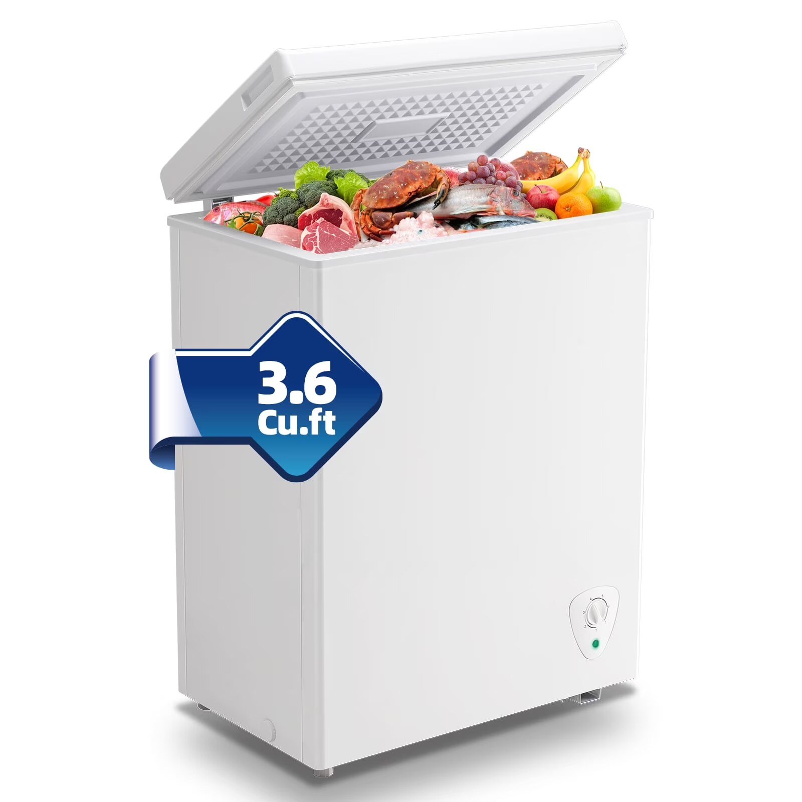 3.6 Cu.ft Chest Mini Freezer with Wheels Deep Freezer for Bulk Storage Top Open Door 2 Removable Baskets 7 Modes Temperature for Home Apartment Kitchen Black - Image 3